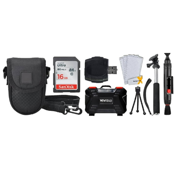 16GB Memory Card Case Monopod Tripod Lens Cleaning System Memory Card Case Card Reader More