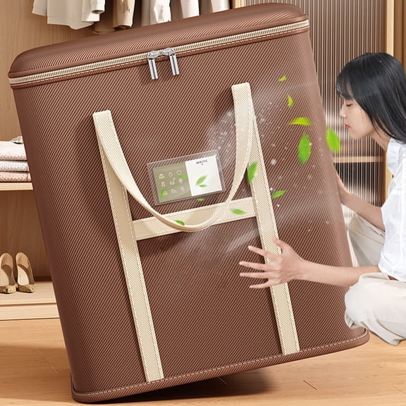 Tyidzon Extra Large Storage Bags, 100L Brown Heavy Duty Moving Bags with Double Zipper Reinforced Handle Durable Clothes Storage Totes for Home Organizers Blanket Clothing