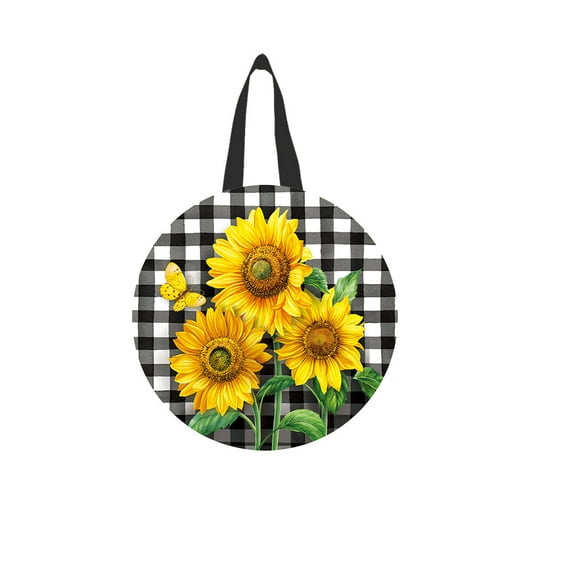 Briarwood Lane Checkered Sunflowers Wood Door Hanger