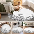 thumbnail image 5 of Wildflower Leaf Round Area Rug 5 FT, Non Slip Bedroom Rugs, Grey Floral Botanical White Watercolor Washable Soft Circular Carpet Non-Shedding Floor Mat for Kitchen Dining Room Foyer Balcony Dorm, 5 of 8