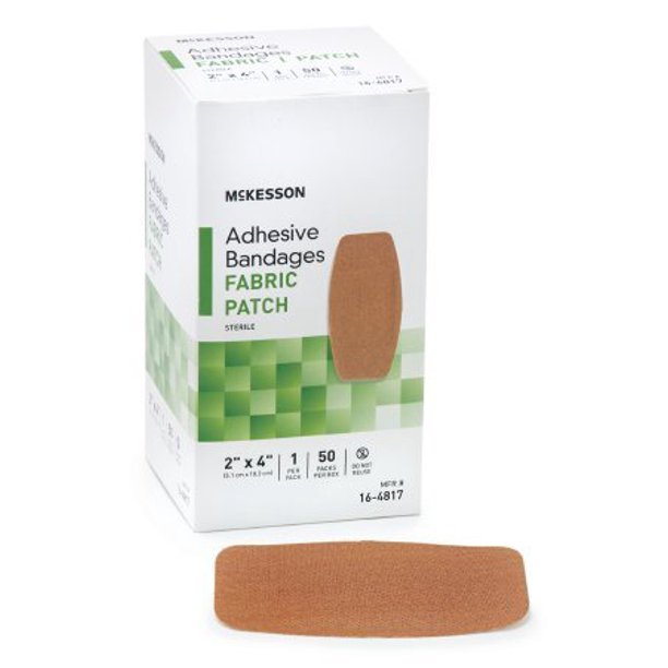 McKesson Adhesive Bandages Fabric Patch 2" x 4" 50/Bx