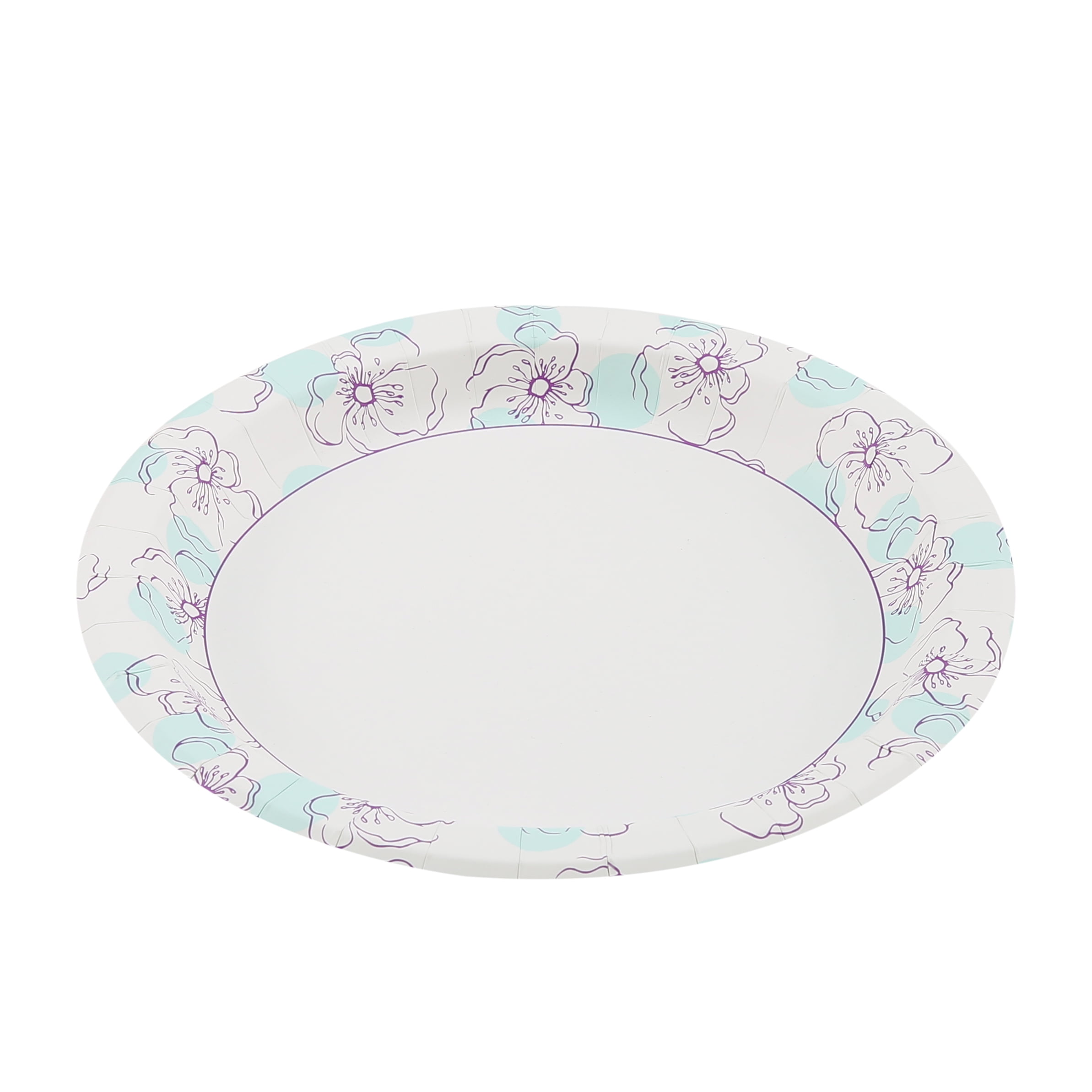 Glad Everyday 10 Inch Round Paper Plates Blue Flower Design, 2 Pack 100 Total
