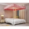 thumbnail image 6 of Elastic Roof Style Four Corner Post Princess Bed Canopy Curtains Cozy Breathable Tent Canopy Mosquito Net for Girls & Adults Bedroom Decoration (Pink, 59-64" W*82" L*82"*H/(Queen)), 6 of 14