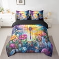 thumbnail image 2 of jejeloiu 3D Colorful Flower 7 Pieces Bedding Comforter Set,Kawaii Floral Blossom Full Bedding Set For Girls Reversible, 2 of 8