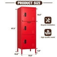 thumbnail image 3 of Aobabo 47.3" H Metal Locker with Ventilation Holes,3 Door Metal Storage Cabinet with Lock and Card Slof for Living Room,Bedroom,School,Office,Home,Assembly Required,Red, 3 of 4