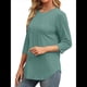 thumbnail image 3 of Blusas de Mujer con Mangas 3/4, Cuello Redondo, Túnicas Casuales, Camisas Plisadas Básicas, Corte Holgado, 2025 Judías L, 3 of 5