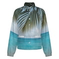 thumbnail image 5 of Jackets for Women Winter Coat Jackets Flannel Stand Collar Jacket(Tropical Palm Ocean View,Size:S-4XL), 5 of 7