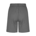 thumbnail image 6 of UVEASISHA Summer Shorts for Women Twill Casual Bermuda Shorts Solid Color Button Zip Short Pants with Pockets Pantalones de verano para mujer Dark Gray S, 6 of 7