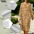 thumbnail image 5 of COEQINE Women's Midi Dress 3/4 Sleeve Wrap V-Neck Casual Sundress, Loose Fit Linen-Like Calf Length Tunic Dress for Women, Machine Washable, Size 3XL, Floral Orange, 5 of 6