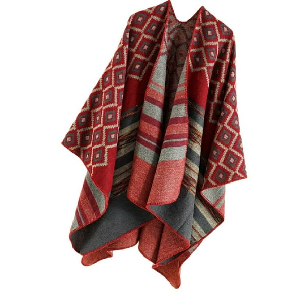 Bohemian Capes Shawl Sweater Pashmina Poncho Geometric Pattern Ethnic Cloak