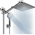 thumbnail image 1 of Combo de cabezal de ducha cuadrado doble totalmente metálico - Cabezal de ducha tipo lluvia - Varita de ducha de mano Manguera flexible extra larga - Desviador suave de 3 vías - Brazo de ext, 1 of 5