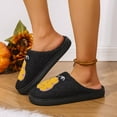thumbnail image 2 of Leozcaa Halloween Pumpkin Slippers for Women Men Spooky Slides Soft Fuzzy House Slippers Indoor Outdoor, 2 of 9