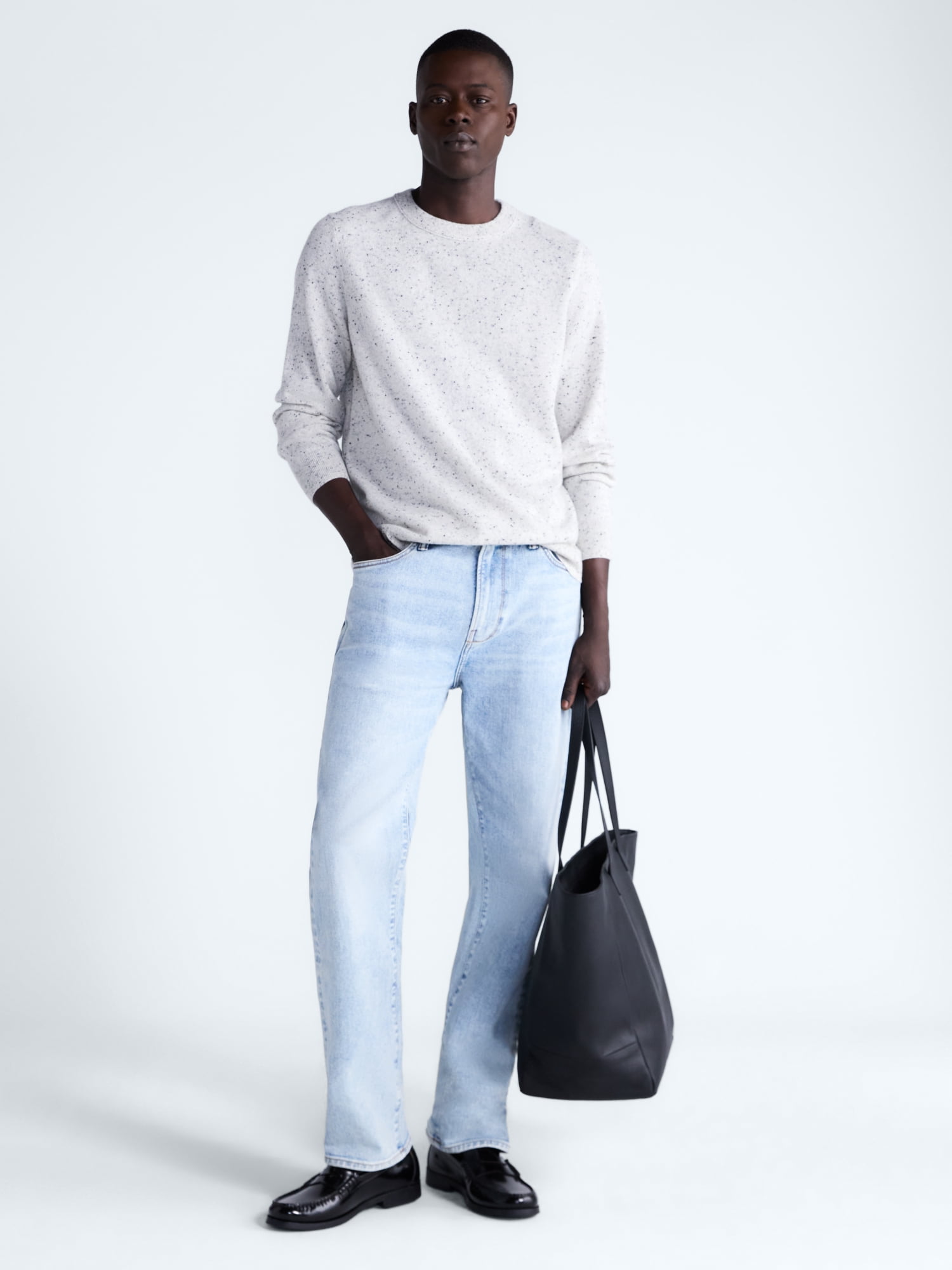 Free Assembly Men’s Cashmere Crewneck Sweater with Long Sleeves, Midweight, Sizes XS-2XL