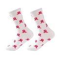 thumbnail image 2 of Pink Ribbon Ankle Socks Breast Cancers Awareness Crew Socks for Fundraising Walks, Event, Cheerleading/Sports Teams, 2 of 9