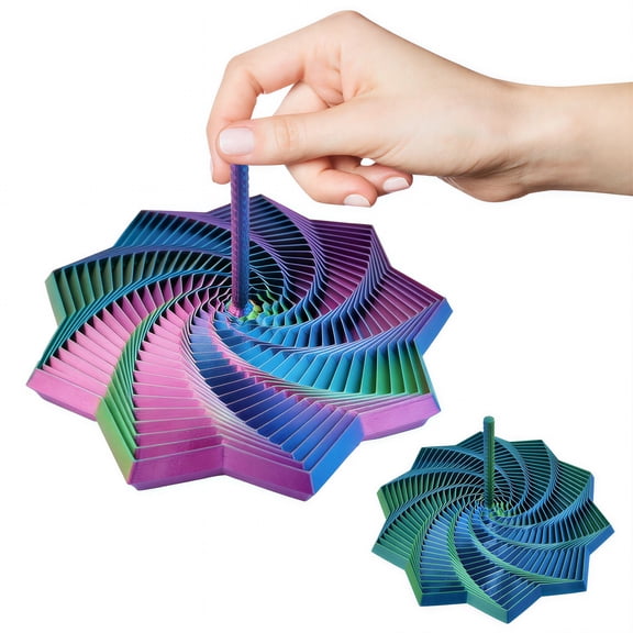 CYFW 2Pcs Large Sensory Fidget Star 7" Laser Red-Gold,3D Printed Fidgets Spiral Tower,Crisp Sound Sensory Fidget Toys Spinner for Relaxation and Holiday Stress Relief Gifts