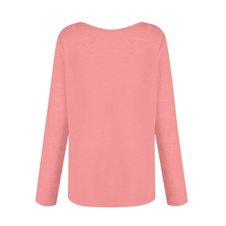Huresd Long Sleeve Tops for Women 2024 Spring Trendy Cute
