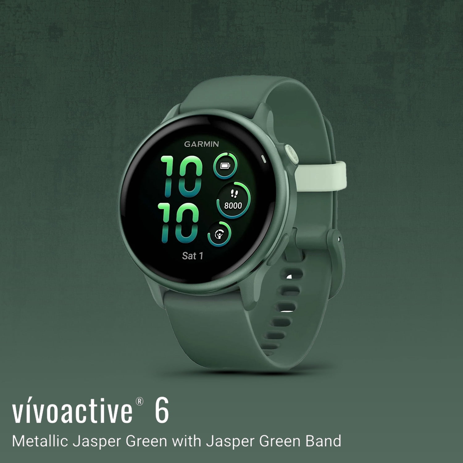 Garmin vivoactive 6 GPS Smartwatch (Metallic Jasper Green with Jasper Band) Bundle with Fitness and Wellness Plus Software Suite and Tempered Glass Screen Protector Film (40mm) (3 Items)