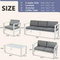 thumbnail image 2 of FYRICKLYLINOO 7 Seats Outdoor Patio Aluminum Furniture Set, 5 Piece Outdoor Modern Conversation Sectional Sofa Set with Side Table, White Frame and Grey Cushion, 2 of 6