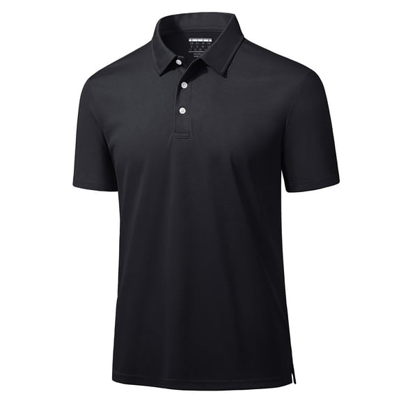 TACVASEN Men's Polo Shirt Short Sleeve Casual Tennis 3-Button Tops Summer Summer Shirt Black s