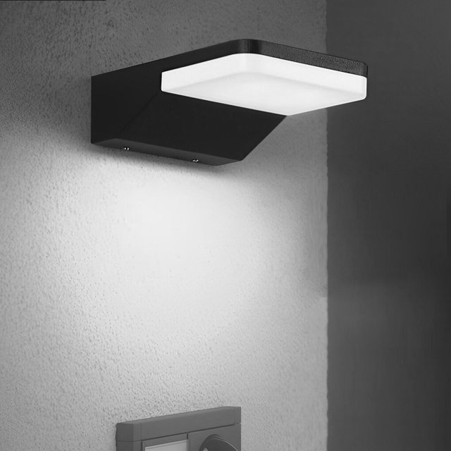 Appliques Murales Rectangulaires Créatives LED Étanches Noires Modernes pour Extérieur