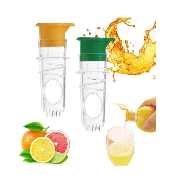 Manual Screw Top Lemon Squeezer Clear with Lid Built-In Filter Plastic Portable 2 Pack
