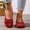 Red, variant on Women's Solid Full Cover Low Cut Casual Flats, Slip On Lazy Soft Sole All-Match Daily Shoes Brown 36