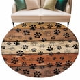 thumbnail image 2 of Round Area Rug 7 Ft, Burnt Orange Brown Washable Non-Slip Circle Carpet for Living Room/Bedroom, Farmhouse Dog Paw Vintage Low-Profile Large Runner Mat Collection Rugs for Indoor, 2 of 7