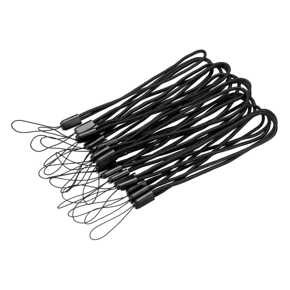 Unique Bargains Portable Nylon Cord Lanyards Hand Wrist Strap, Black, 30 Pack