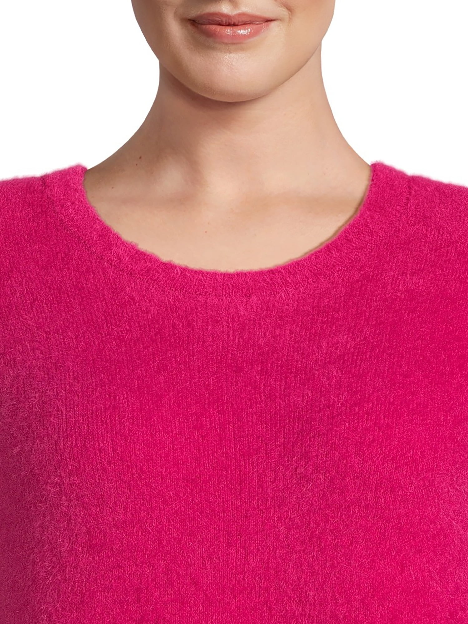 Terra & Sky Women's Plus Size Eyelash Knit Pullover Sweater, Midweight 