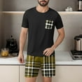 thumbnail image 7 of Mens Lounge Sets Crew Neck Short Sleeve T-Shirts Short Pants Sets Men Plaid Casual Home Sleepwear Summer Blouses Pants 2PCS Sets, 7 of 7