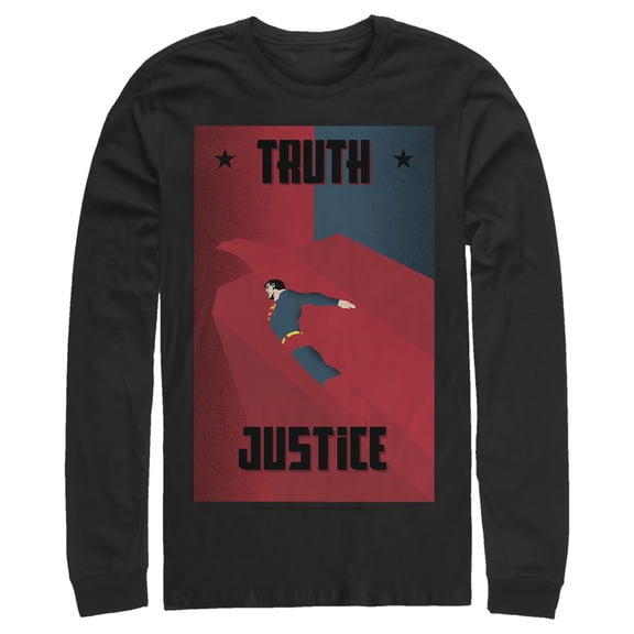 Men's Superman Truth & Justice Eagle Long Sleeve Shirt Black Large