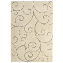 Modway Jubilant 5' x 8' Scrolling Vine Shag Area Rug in Cream