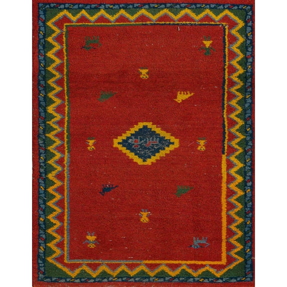 Ahgly Company Machine Washable Indoor Rectangle Abstract Red Area Rugs, 8' x 12'