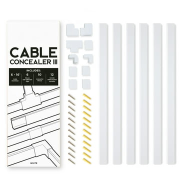 Wall Cord Cover Raceway Kit - Cable Management System for Cords Hanging from a Wall Mounted TV by Edison Supply (White)