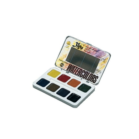 Yarka Non-Toxic Semi-Moist Students Watercolor Paint Set with Brush, Plastic Full Pan, Assorted Brilliant Color, Set of