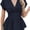 Navy, variant on Women's Elegant Peplum Tops Wrap V Neck Cap Sleeve Stretchy Ruched Ruffle Dressy Casual Summer Blouses Shirts