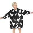 thumbnail image 3 of Halloween Ghost and Bat Silhouette Pattern Blanket Hoodies for Kids 6-13YR Oversize Wearable Blanket Hoodies for Boys Girls Teens, 3 of 7