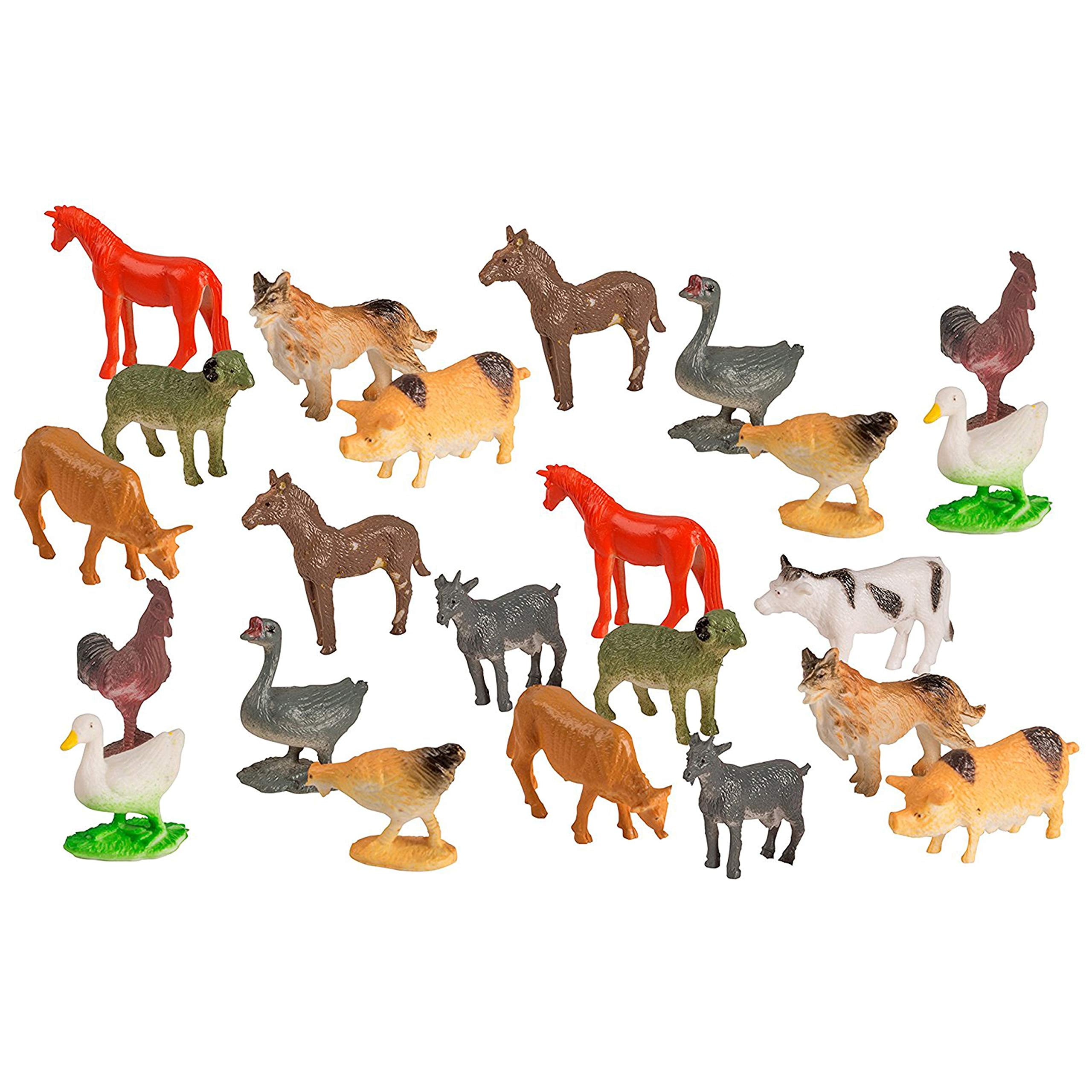 100 Piece Party Pack Mini Farm Animals - Plastic Mini Educational Animal  Toys - Fun Gift Party Giveaway 