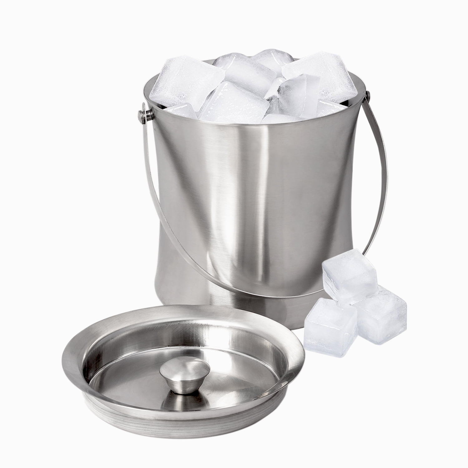 Brushed Stainless Steel Double Wall Ice Bucket With Air Tight Lid ...