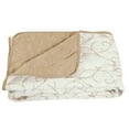 thumbnail image 4 of Marina Decoration Embroidered Stitching Coverlet Bedspread Ultra Soft Solid Bedding Summer Quilt Set with Quilted Sham, Gold Branch Pattern, 4 of 7