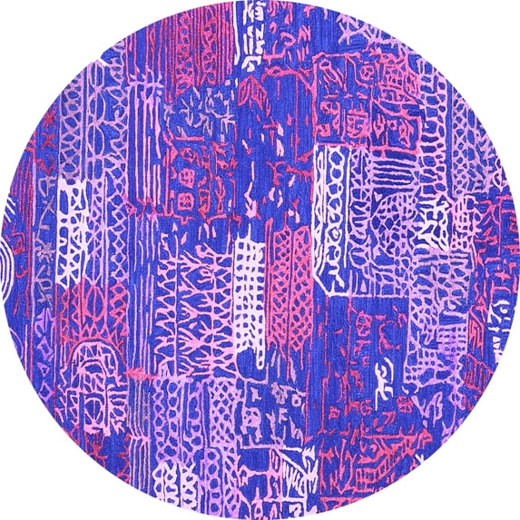 Ahgly Company Indoor Round Patchwork Purple Transitional Area Rugs, 5' Round