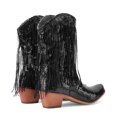 thumbnail image 6 of Xiaoxatg Women's Mid-Calf Boots Fashionable Sequin Decoration Tassel Boots with Pattern Pointed Thick Heels Comfortable Design for Everyday Wear 6.5 Black, 6 of 9