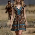 thumbnail image 2 of CHUMUD Summer Dresses for Women Boho Floral Sleeveless Mini Dress V-Neck A-Line Retro Short Dress Vacation, 2 of 6