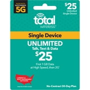 Total Wireless $25 Unlimited 30-Day Prepaid Plan (1GB at High Speed) e-PIN Top Up (Email Delivery)