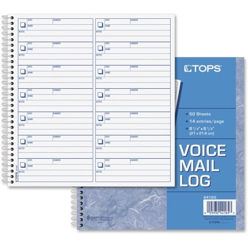 TOP44165 Tops Voice Mail Log Book 