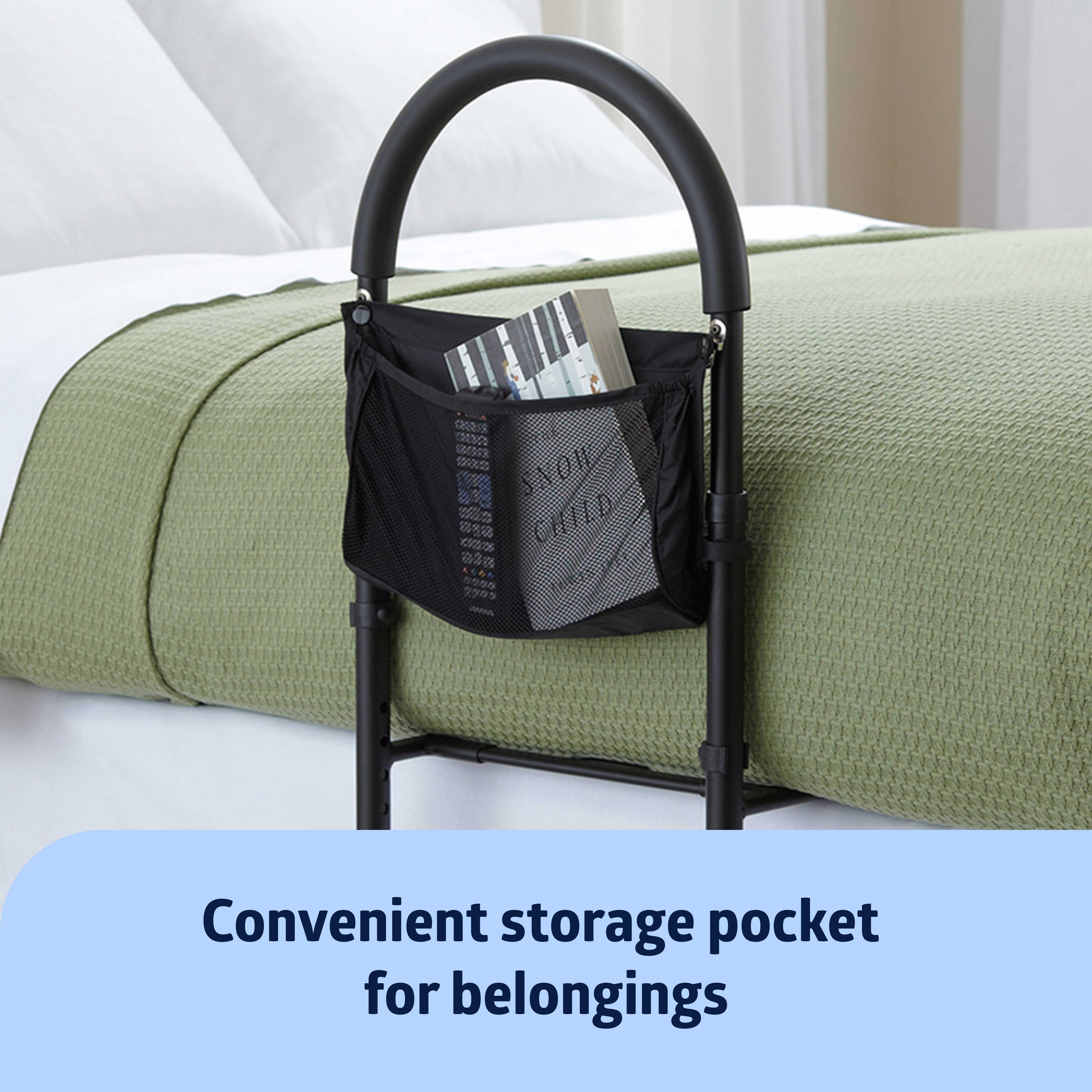 Medline Bed Assist Bar with Storage Pocket, Height Adjustable Bed Grab Bar, Black Frame - image 4 of 8