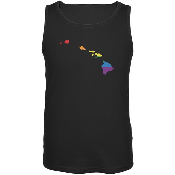 Hawaii LGBT Gay Pride Rainbow Black Adult Tank Top - Large