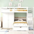 thumbnail image 3 of Harper & Bright Designs Full Over Twin Size Bunk Bed with Wardrobe and Storage Stairs, Wooden L-Shaped Bunkbed with Drawers & Closet for Kids Teens Adults Bedroom, White, 3 of 15