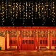 thumbnail image 3 of Decoraciones navideñas 2024 Guirnalda de calle para la casa Cortina de carámbanos de Año Nuevo Luces LED Decoración rosa Luces de hadas con control remoto, 3 of 5