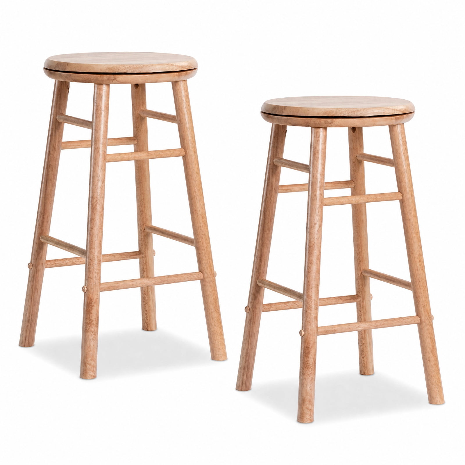 Furnibear 24" Swivel Bar Stools Set of 2 with Footrests & Crossbars for Kitchen Island Counter Bar Pub Dining Home, Natural